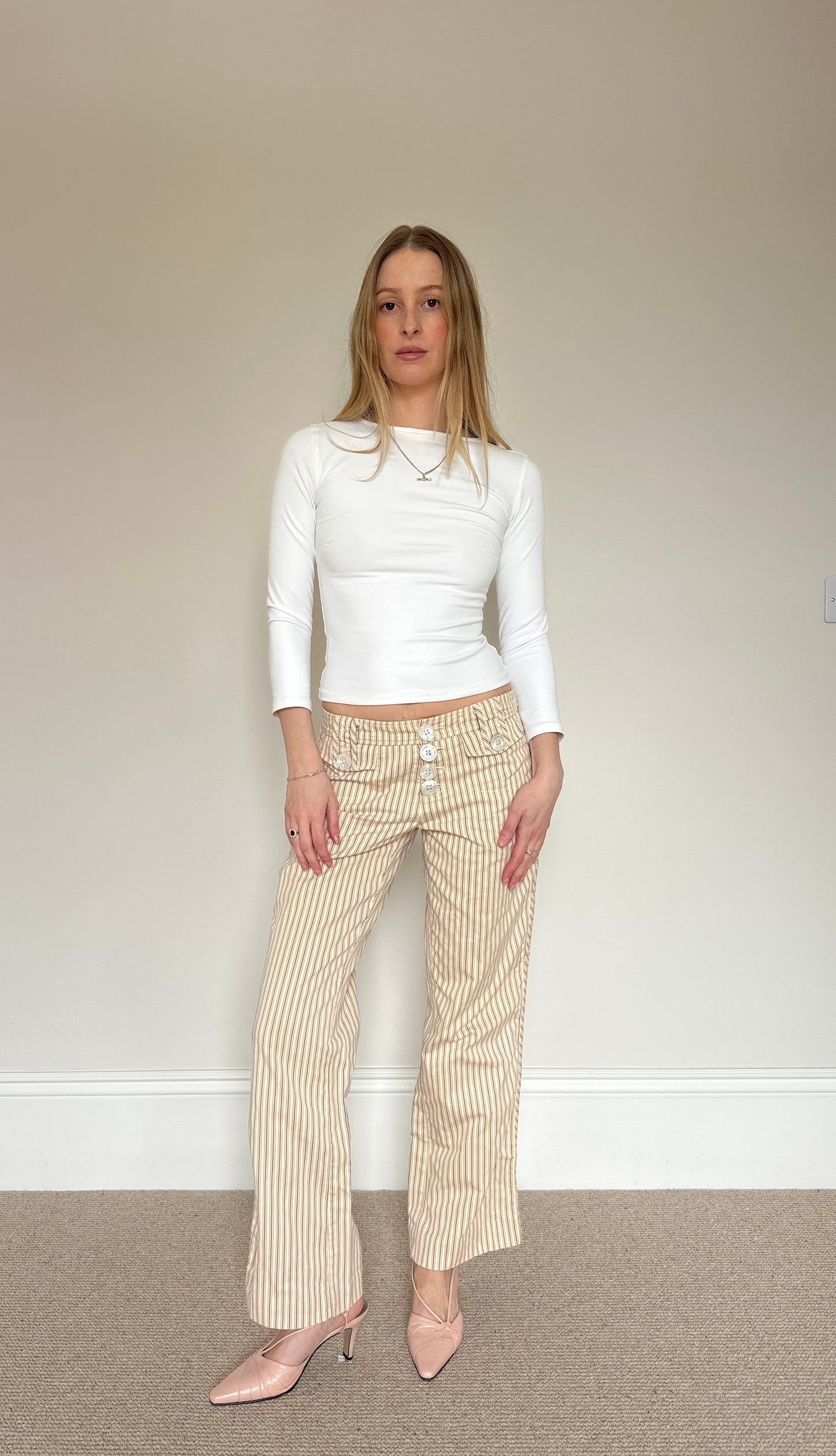 Vintage stripe mother of pearl trousers