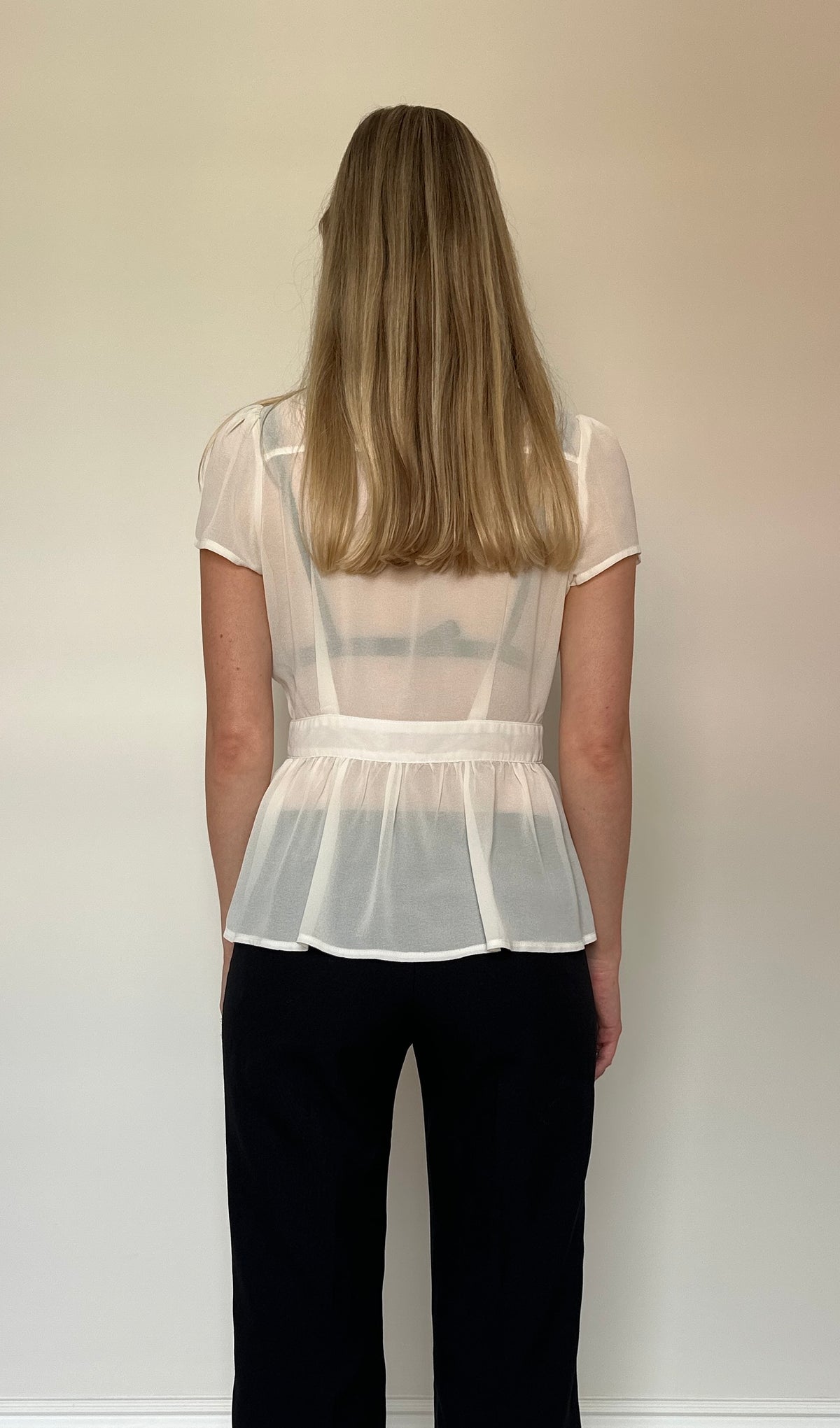 Vintage peplum sheer blouse
