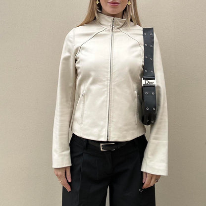 Vintage 00s cream leather jacket