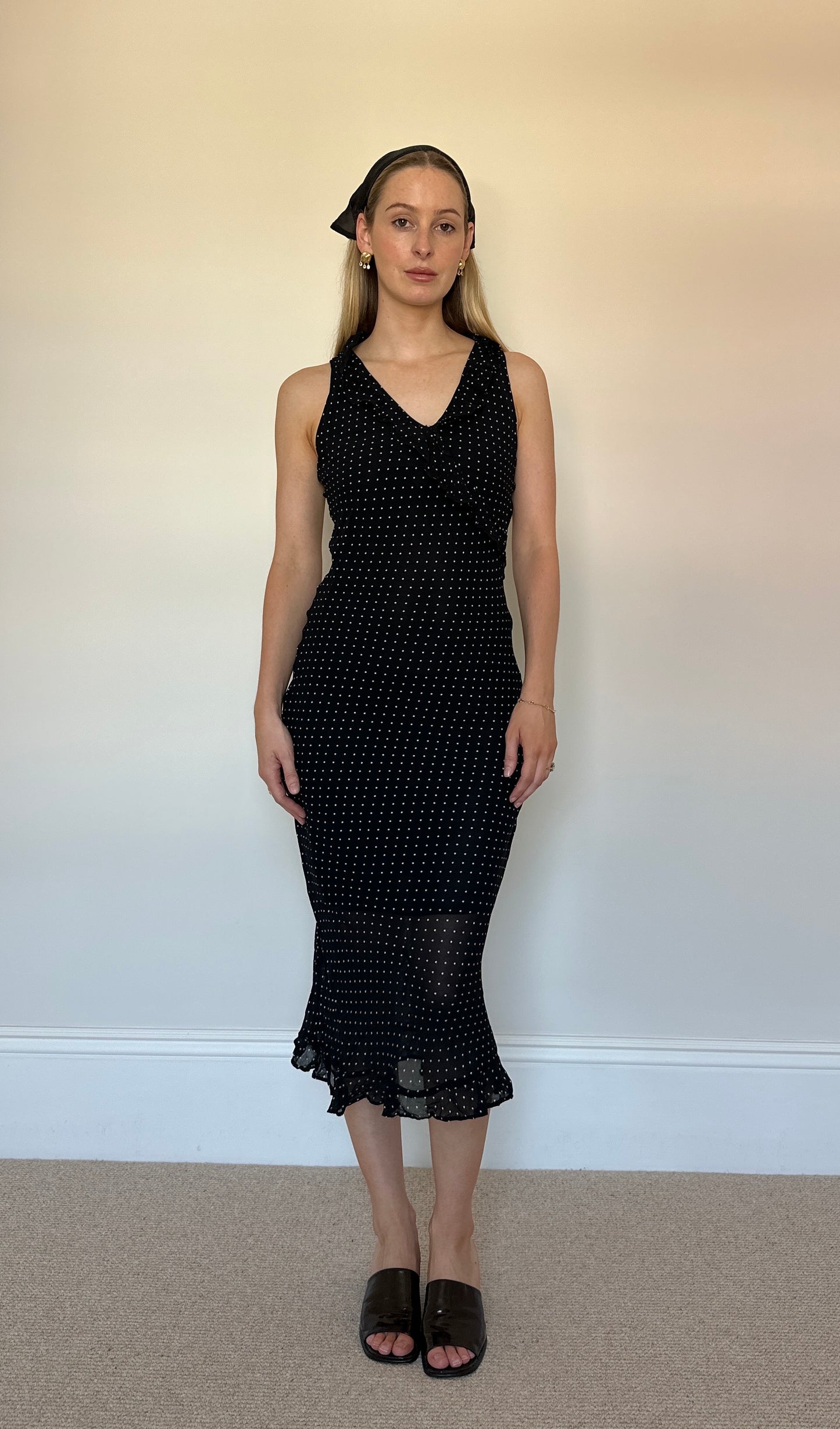 Vintage black polka dot dress