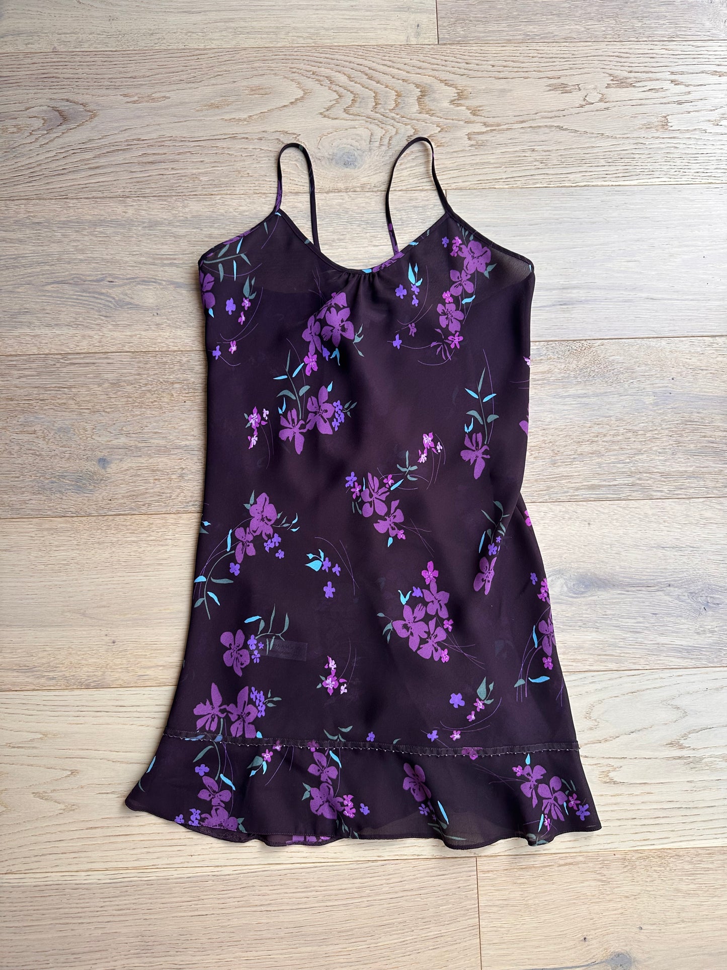 SALE Vintage purple sheer floral dress