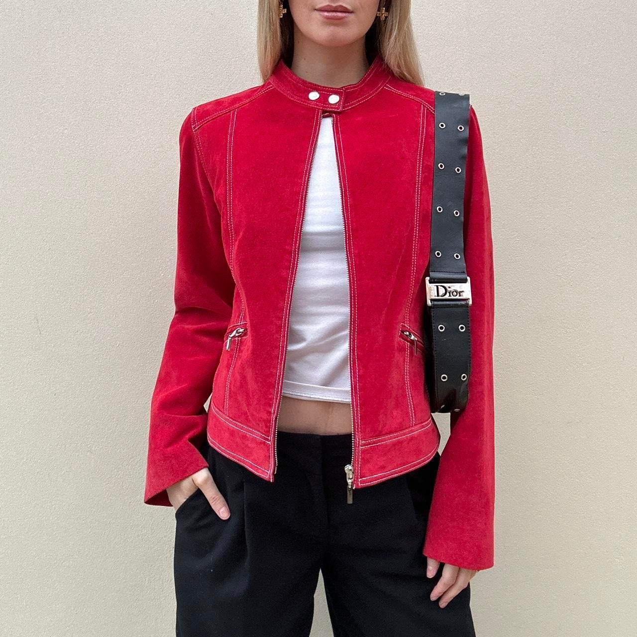 Vintage 00s red suede biker jackets