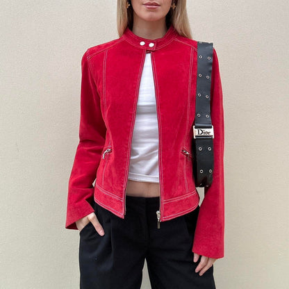 Vintage 00s red suede biker jackets