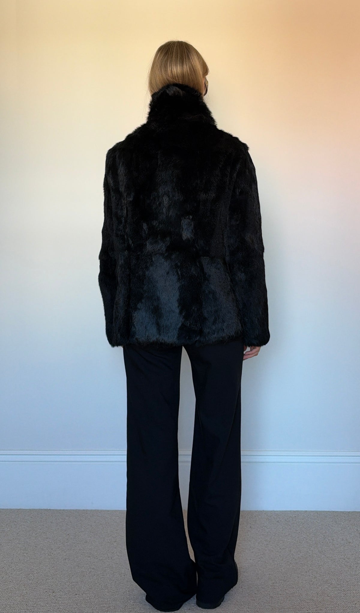 Vintage real fur coat asymmetric jacket