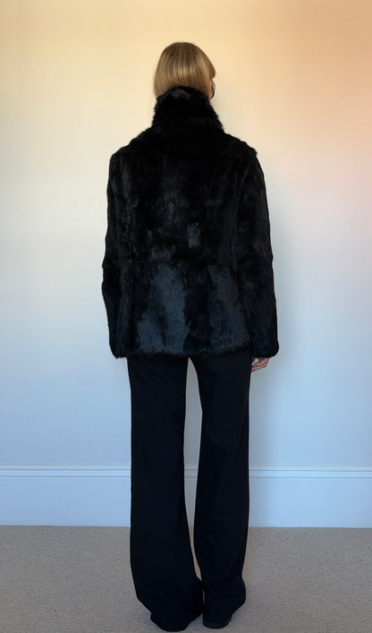 Vintage real fur coat asymmetric jacket