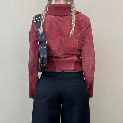 Vintage 90s red suede jacket