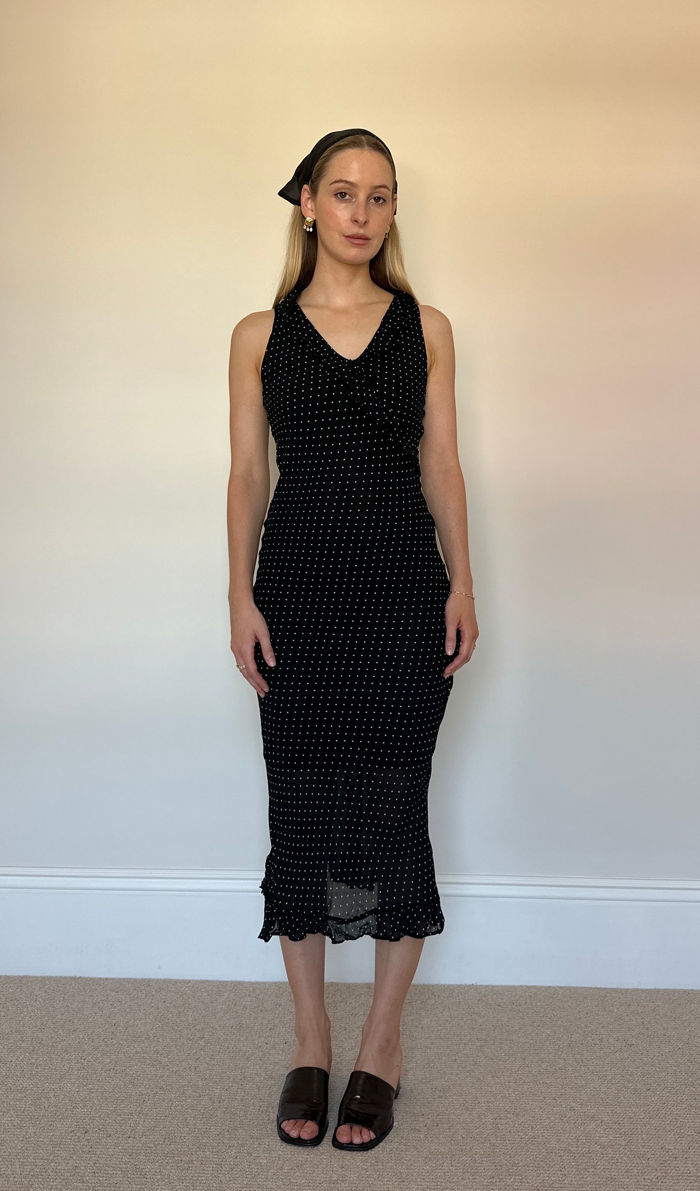 Vintage black polka dot dress