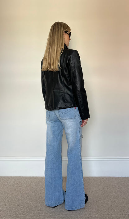 Vintage Leather Jacket with faux fur collar