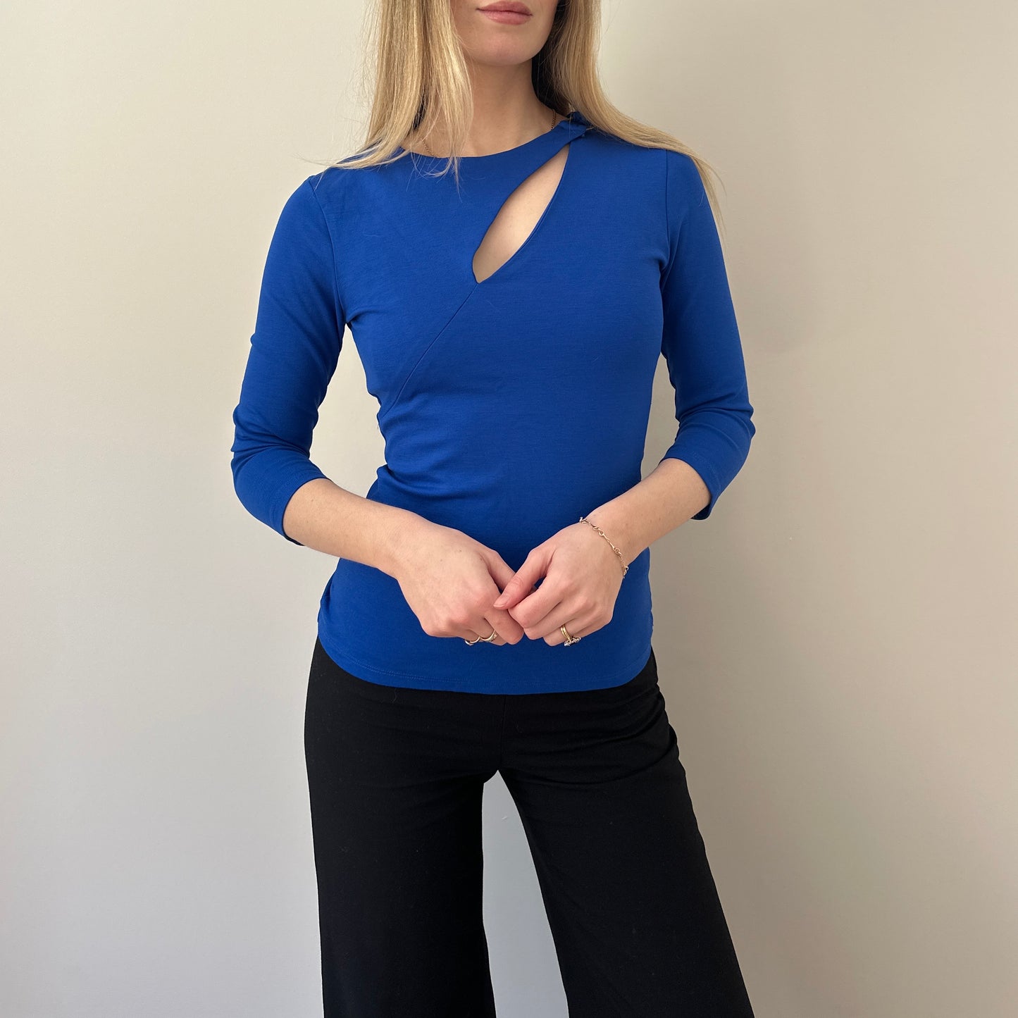 Vintage cobalt blue 3/4 sleeve top