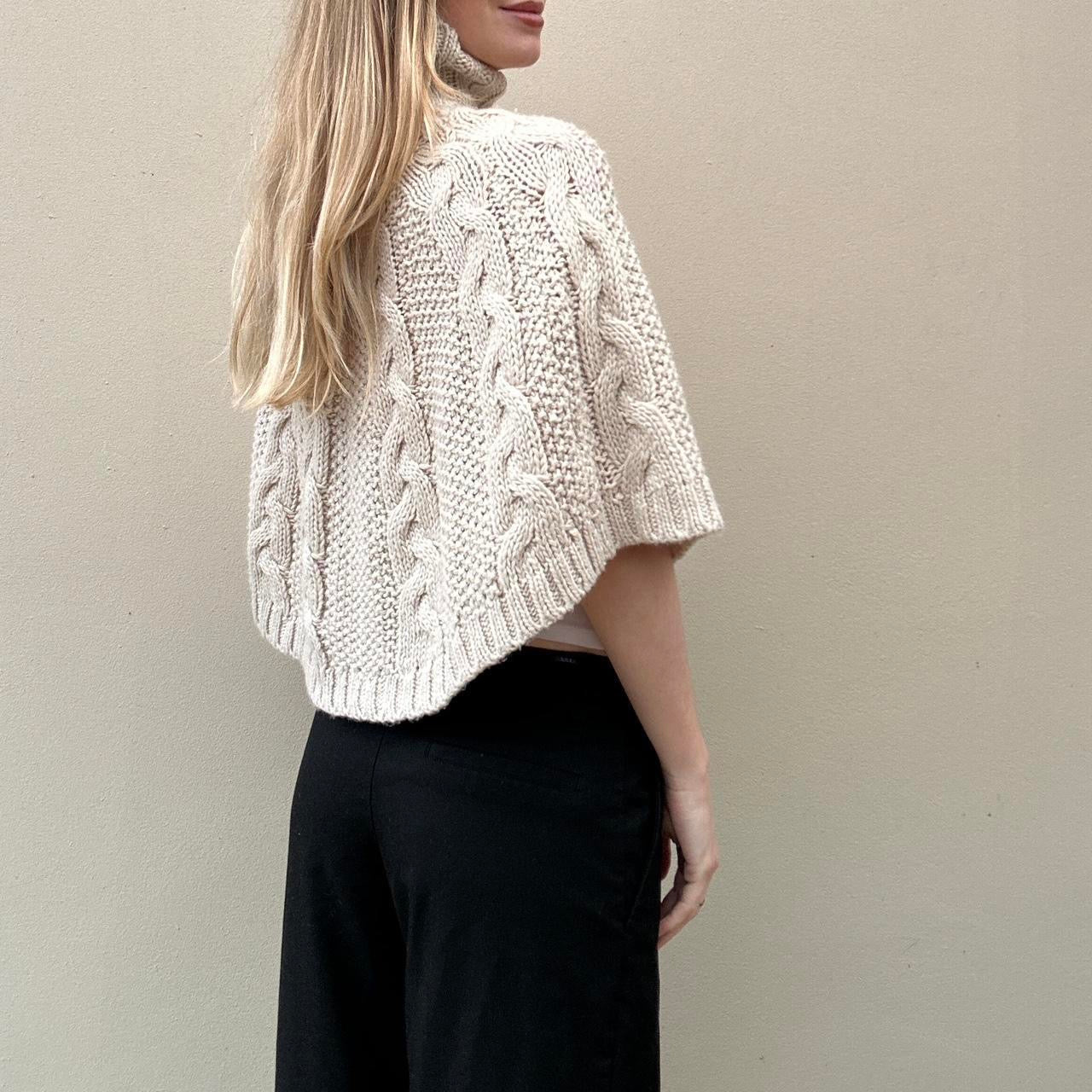 Vintage Cream cable knit poncho