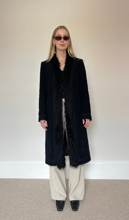 Vintage 00s Black Afghan Coat