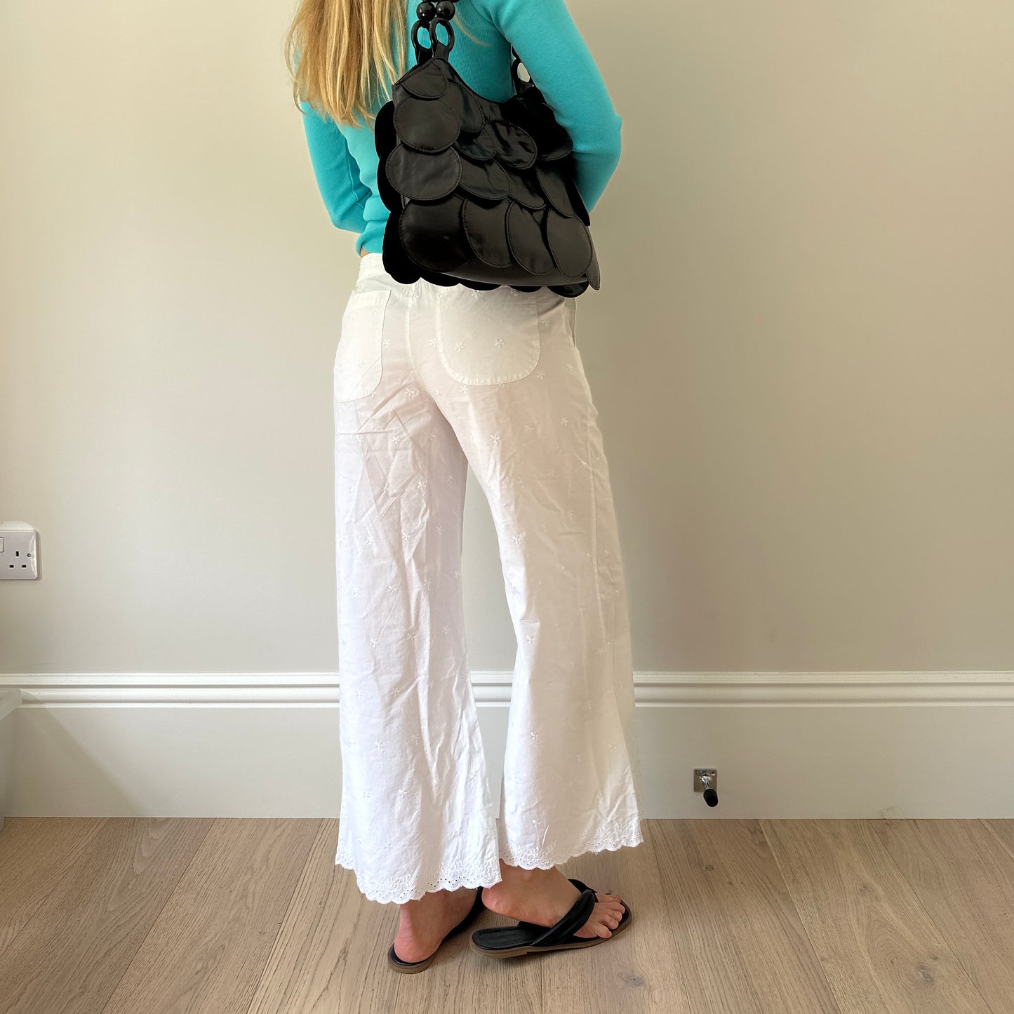 Vintage white embroidered trousers