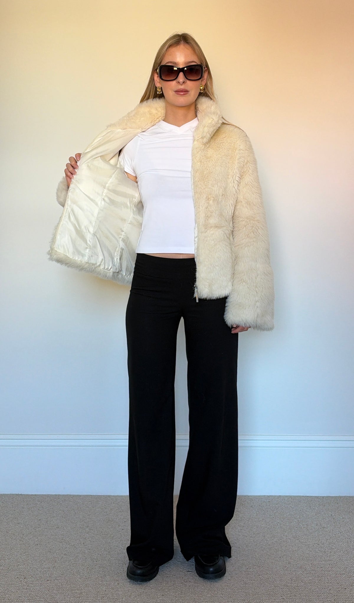 Vintage white faux fur jacket