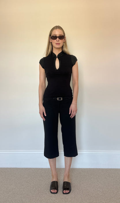 Vintage sequin key-hole top