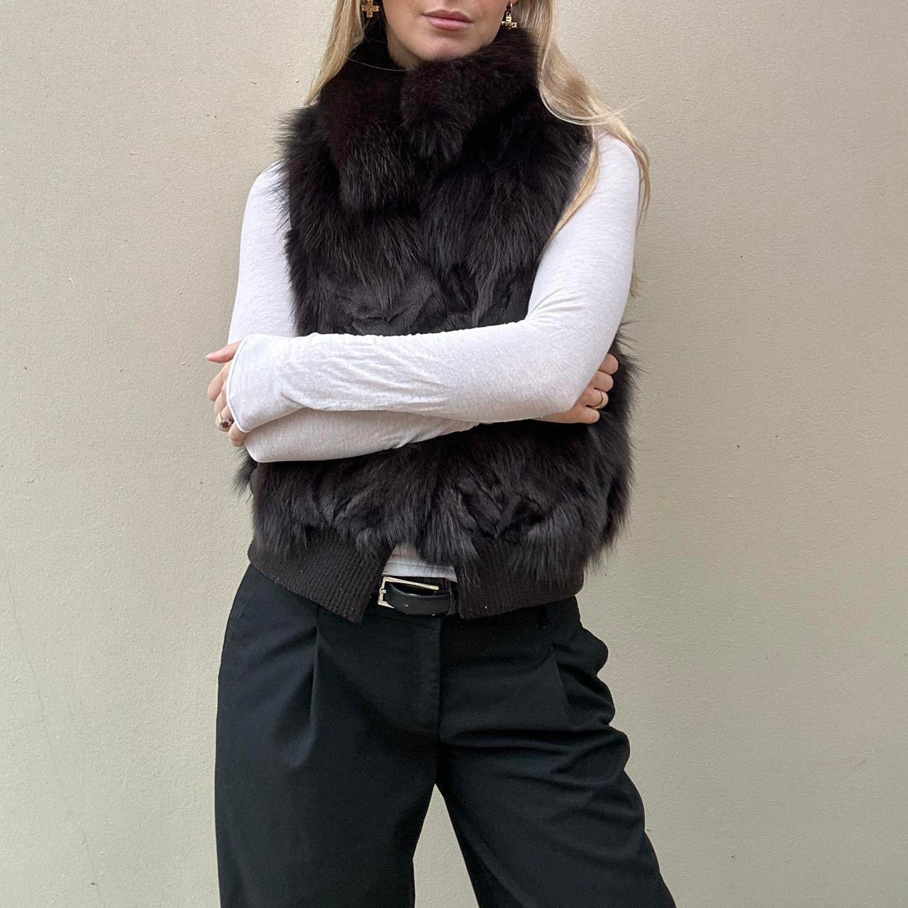 Vintage brown fur gilet