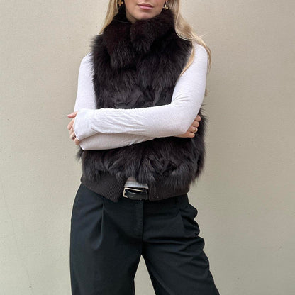 Vintage brown fur gilet