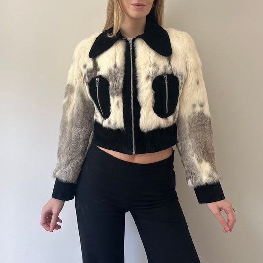Vintage Fur & suede bomber jacket