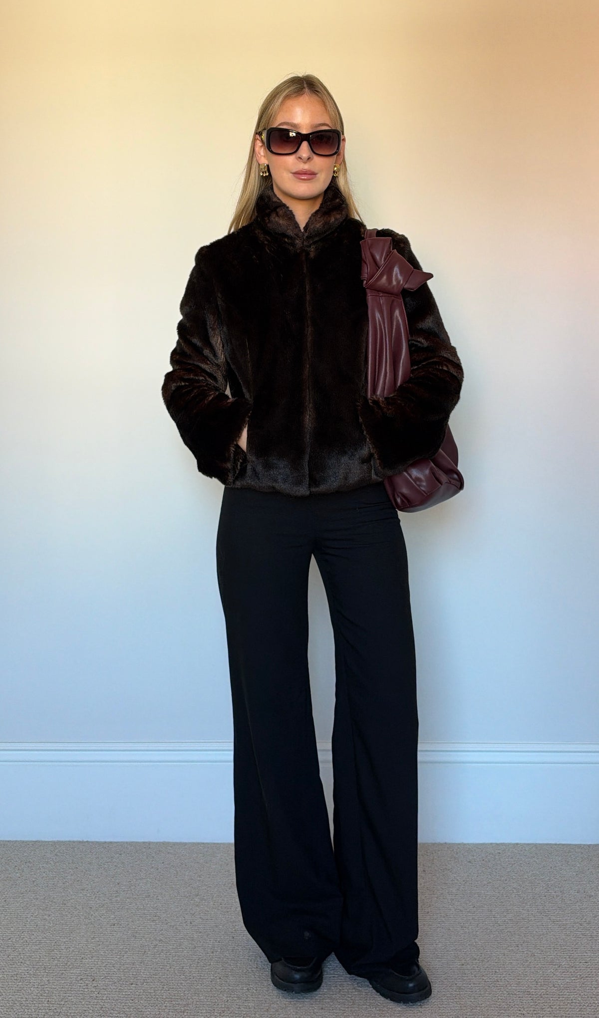Vintage brown faux fur jacket