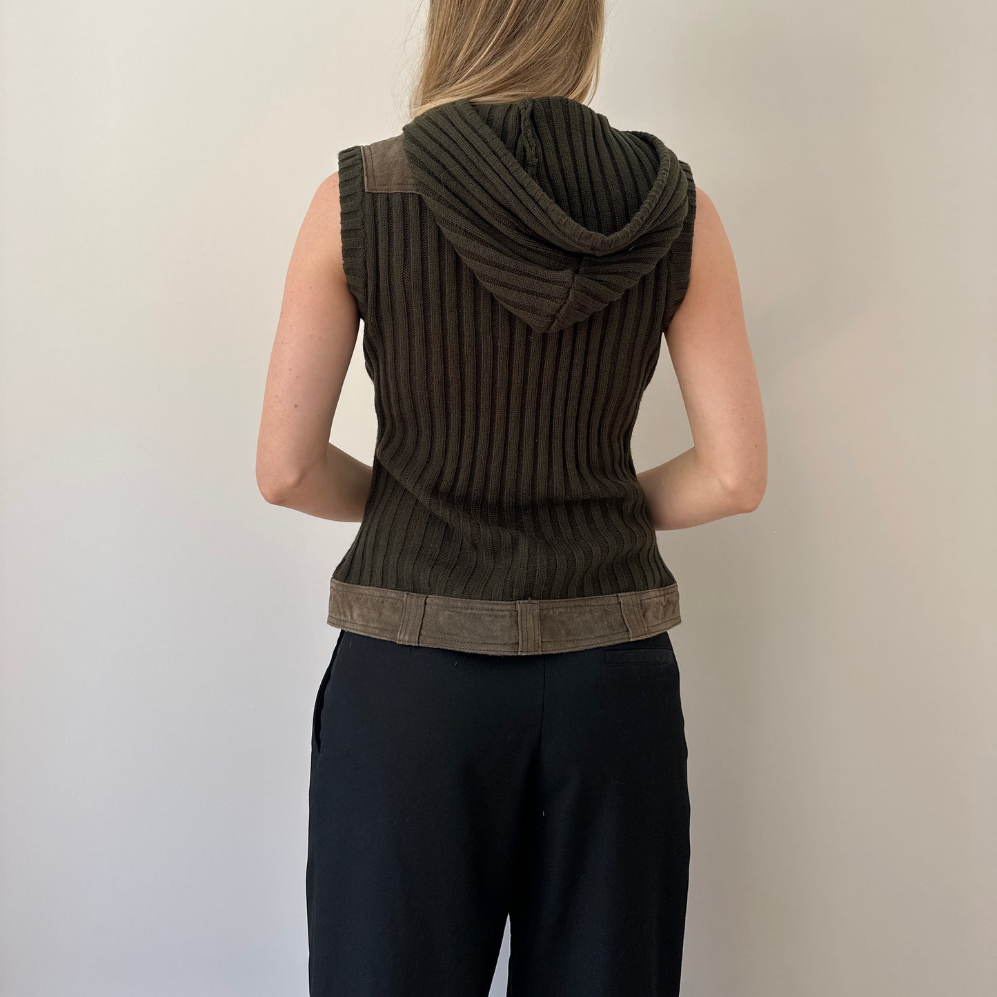 Vintage suede & knit gilet