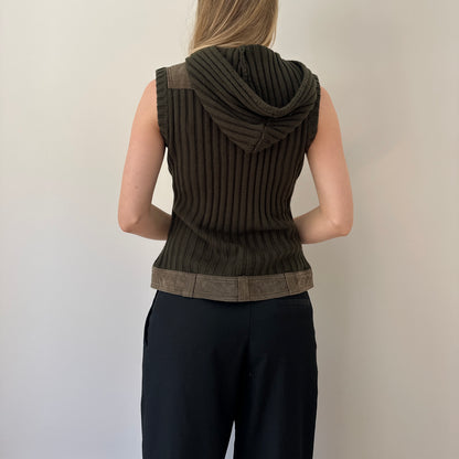 Vintage suede & knit gilet