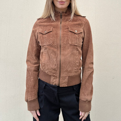 Vintage 00s brown suede bomber jacket