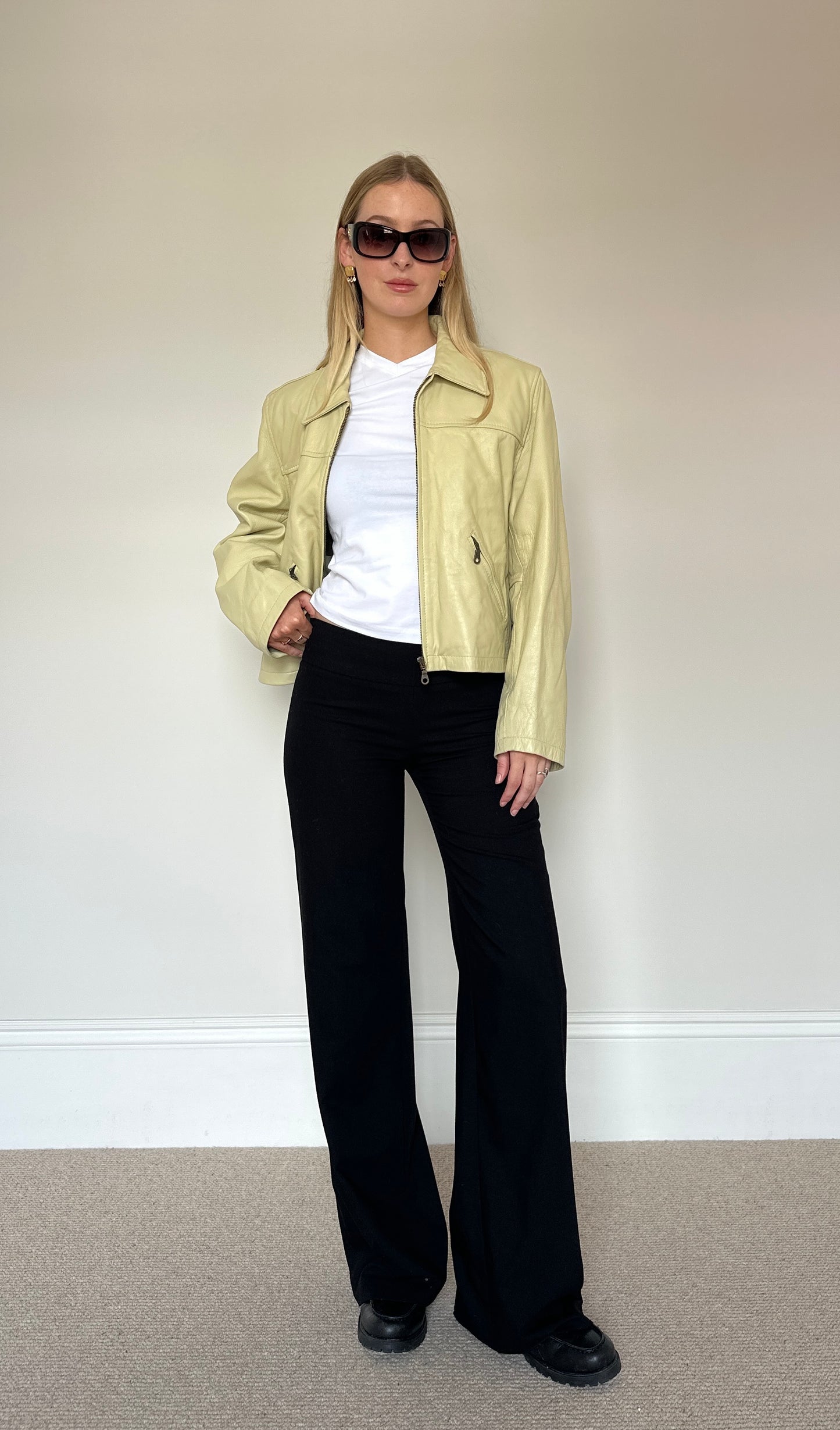 Vintage Cream leather Jacket