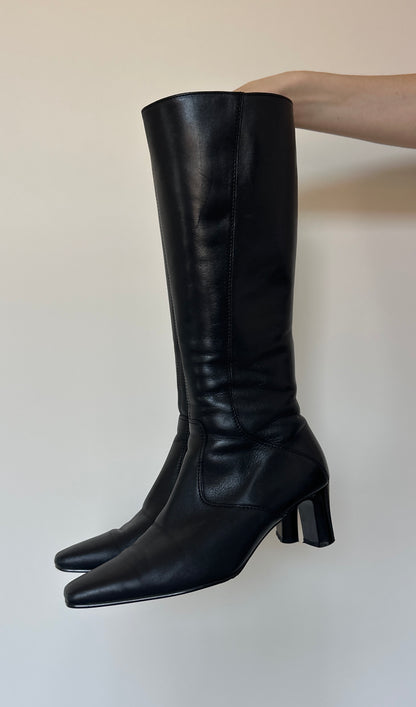 Vintage leather square toe boots