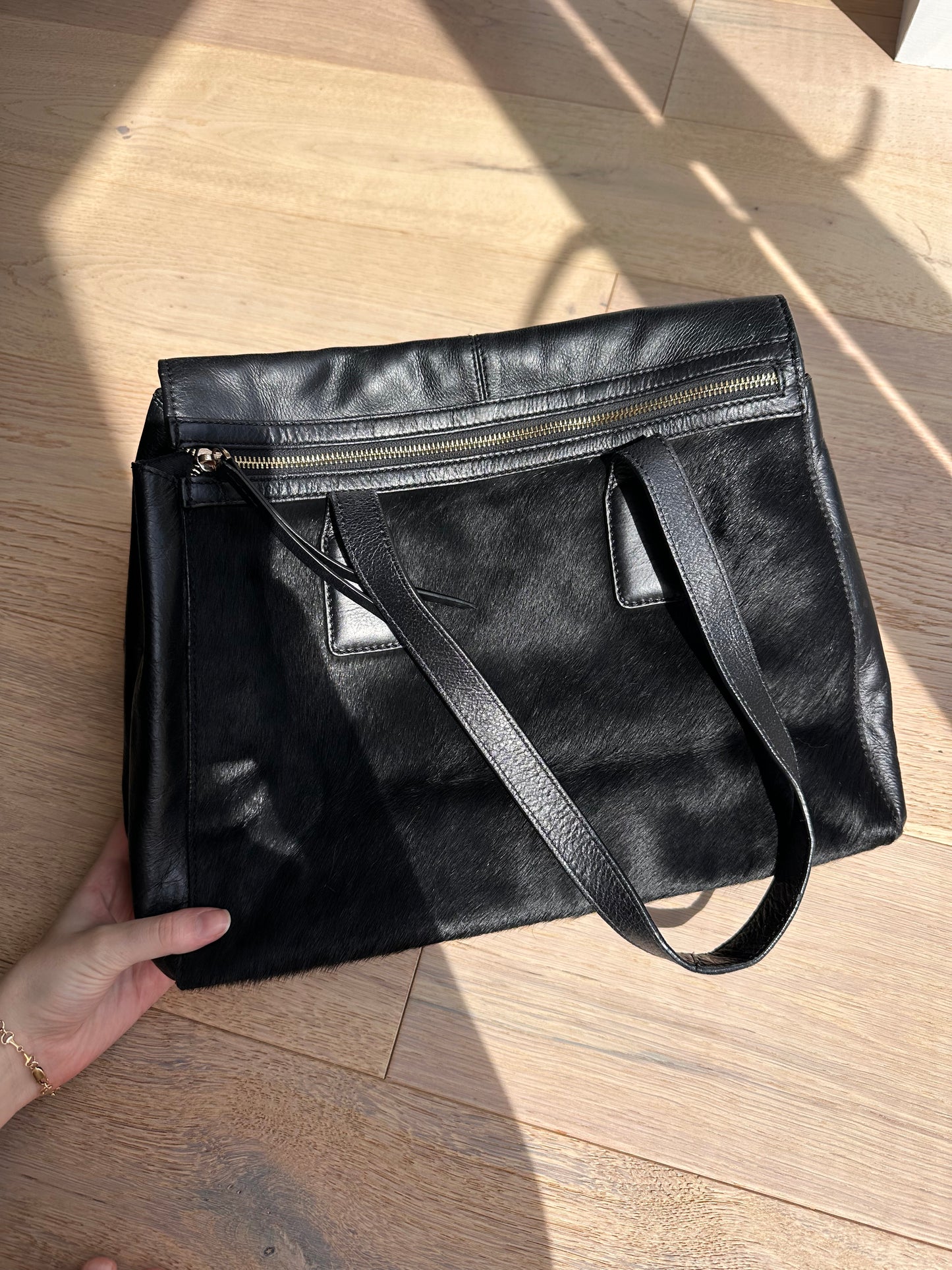 Vintage leather & pony skin bag
