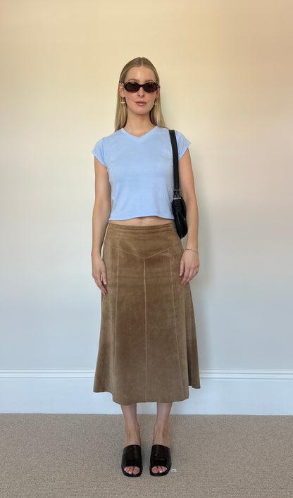 Vintage real suede skirt