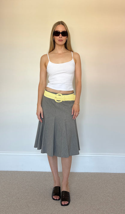 Vintage grey skirt & butter yellow belt