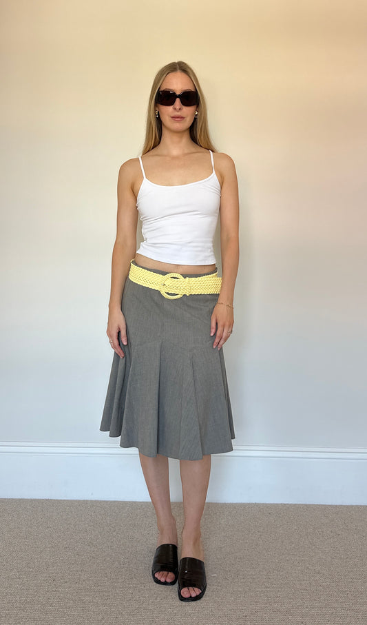 Vintage grey skirt & butter yellow belt
