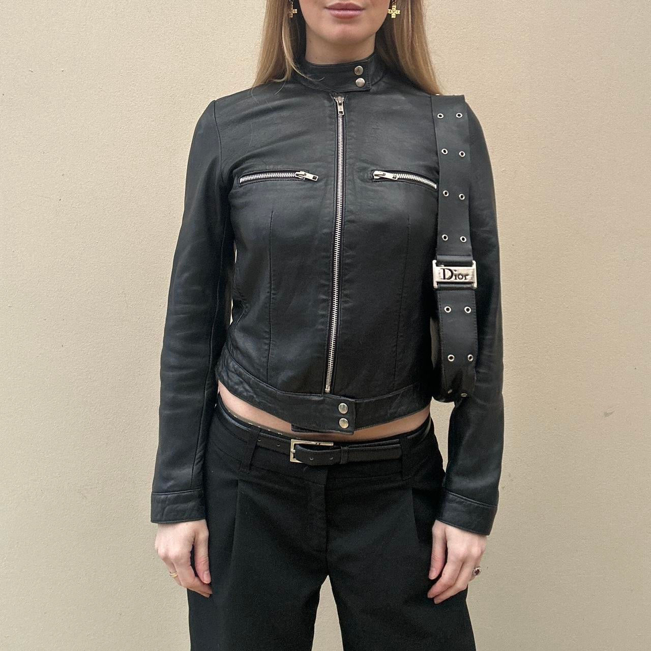 Vintage leather biker jacket