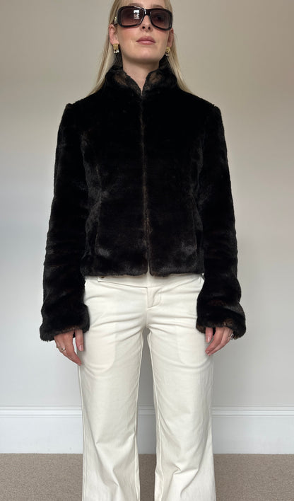 Brown faux fur jacket