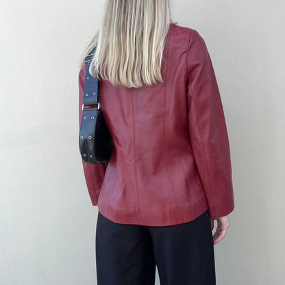 Vintage 00s burgundy leather blazer