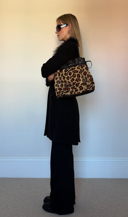 Vintage leopard skin leather bag