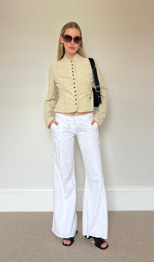 Vintage cream corduroy military jacket