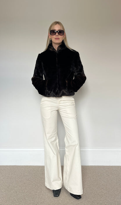 Brown faux fur jacket