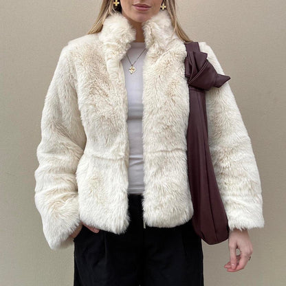 Vintage ELLE white fur coat