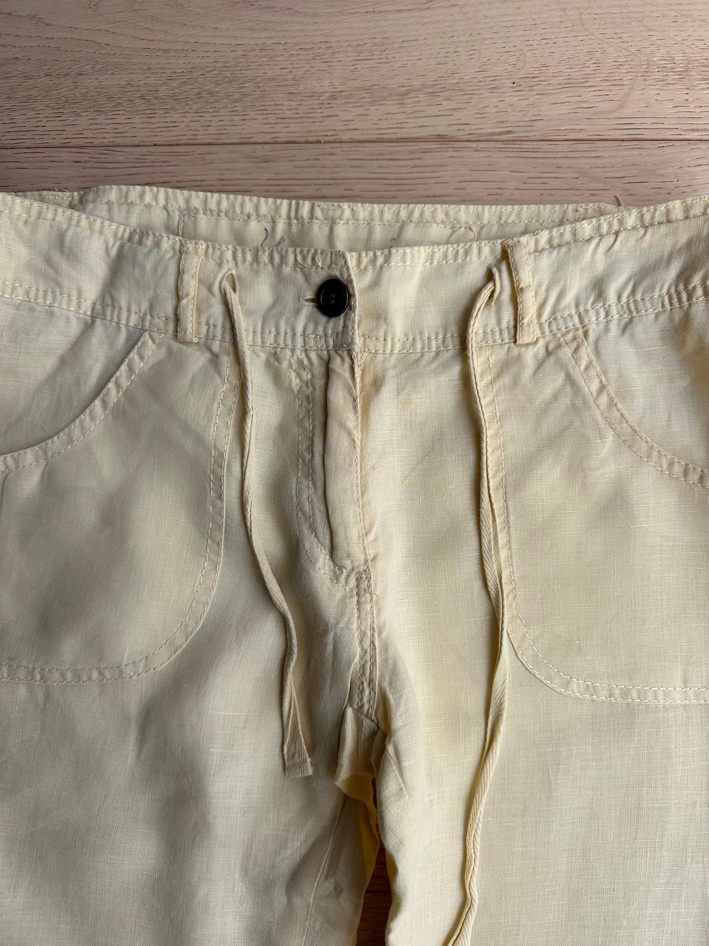 SALE vintage linen butter yellow capris