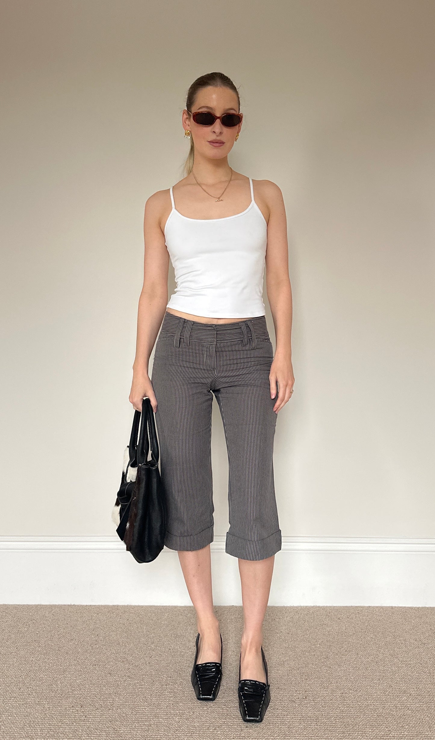 Vintage pinstripe capri trousers