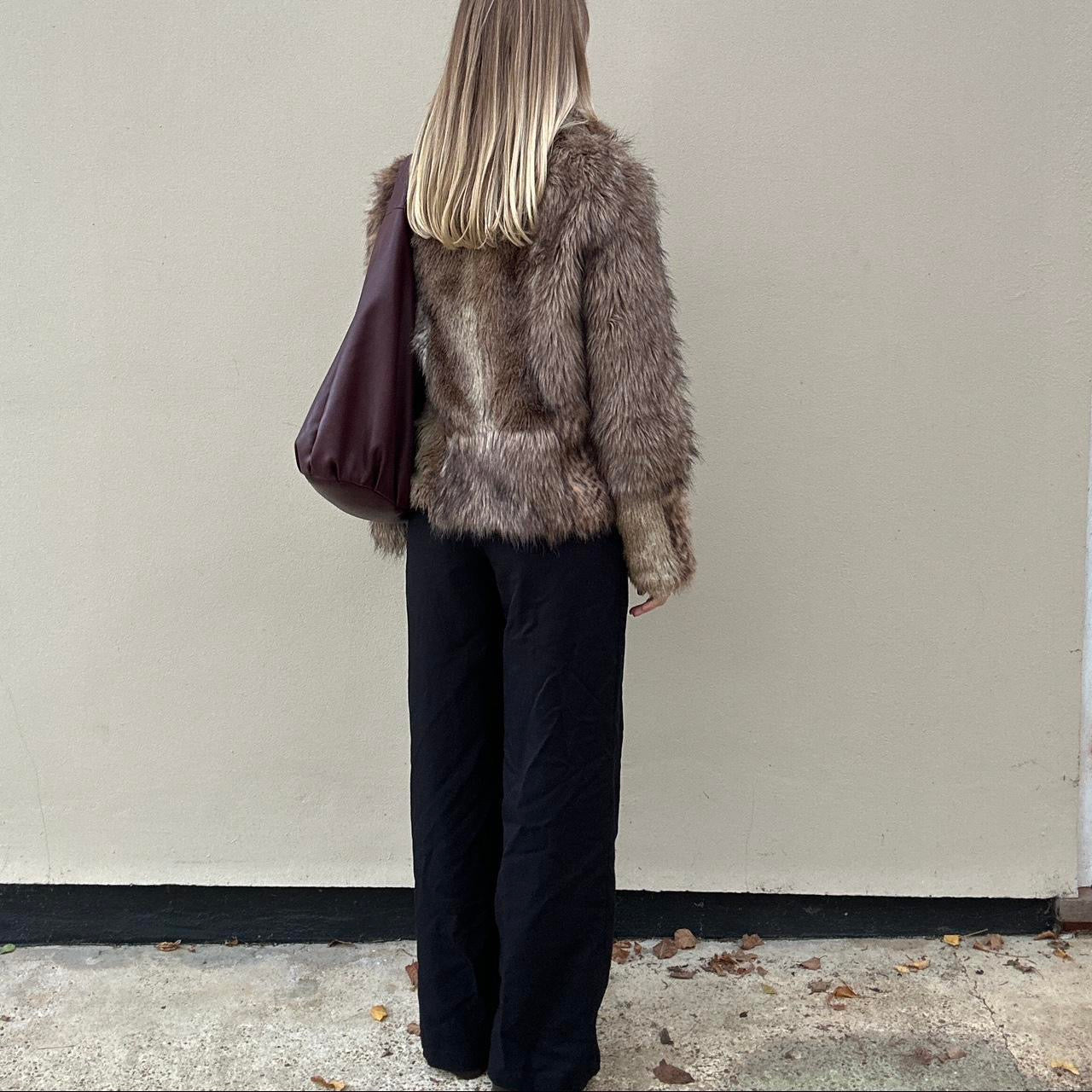 Faux fur patchwork coat