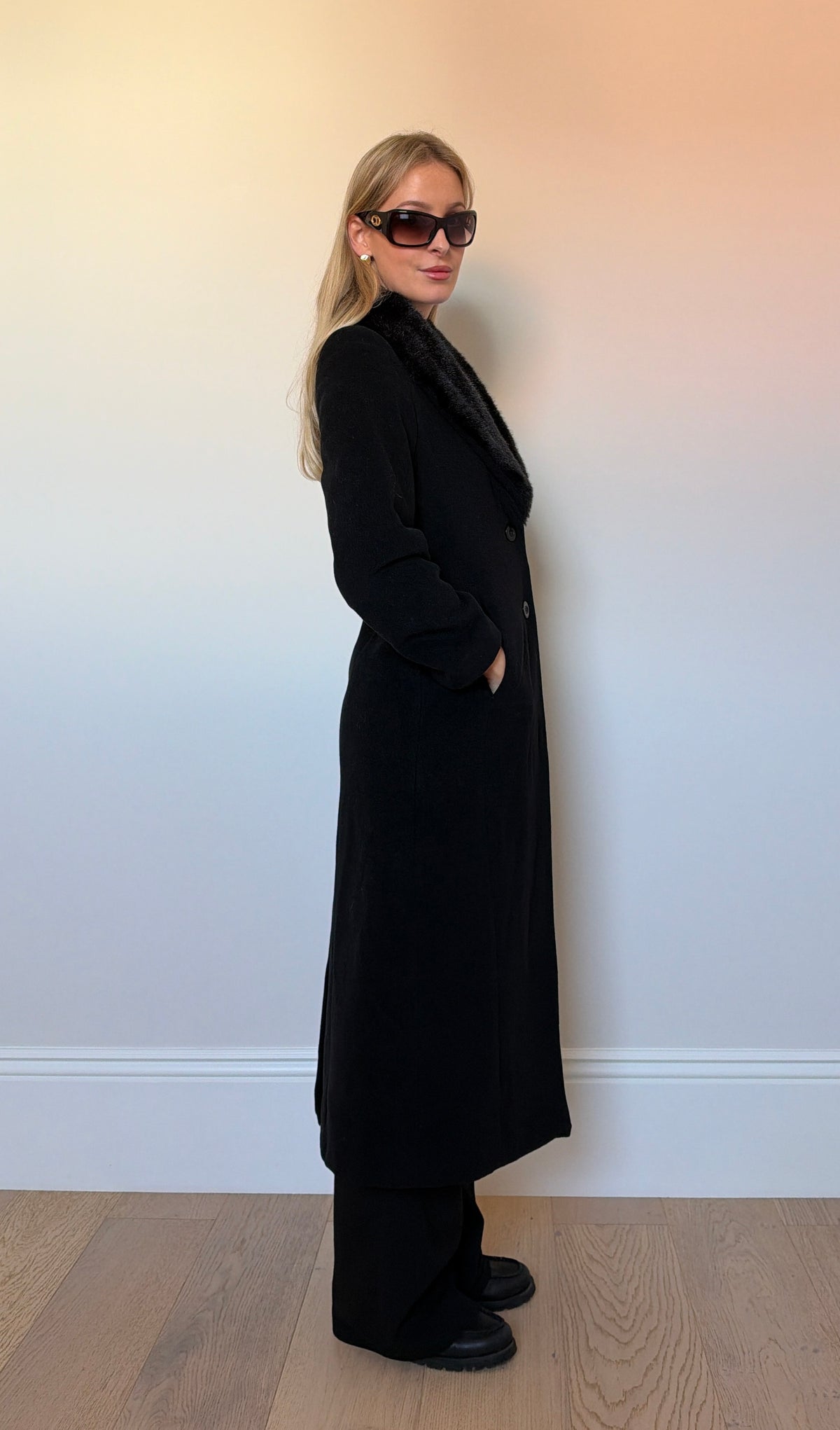 Vintage Wool & Cashmere fur collar jacket