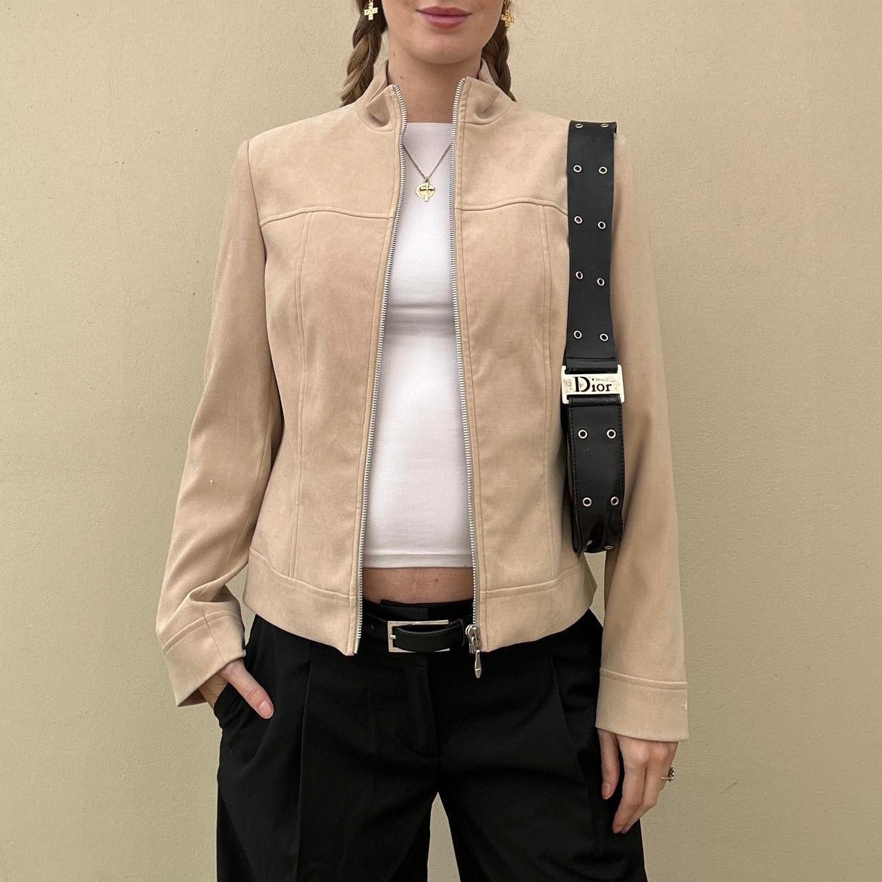 Vintage 00s camel faux suede jacket