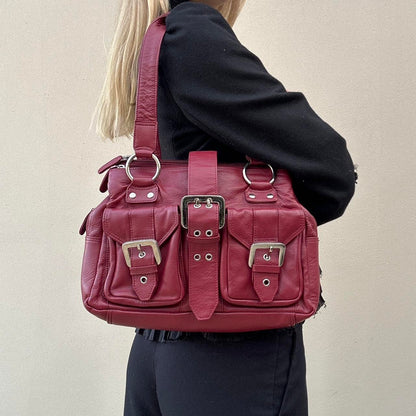 Vintage 00s burgundy buckle bag