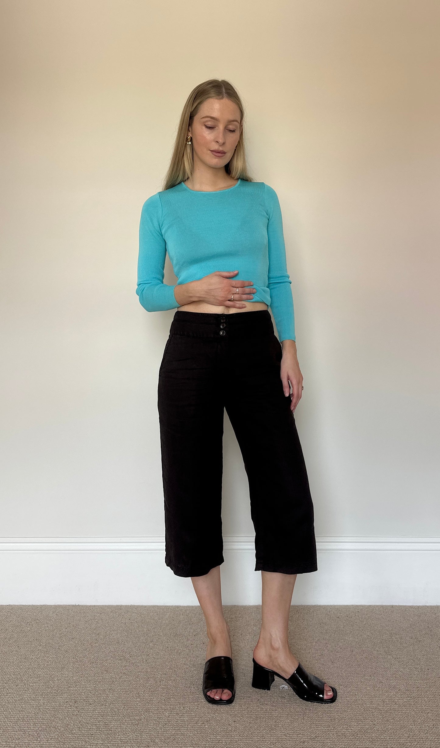 Vintage brown linen capris