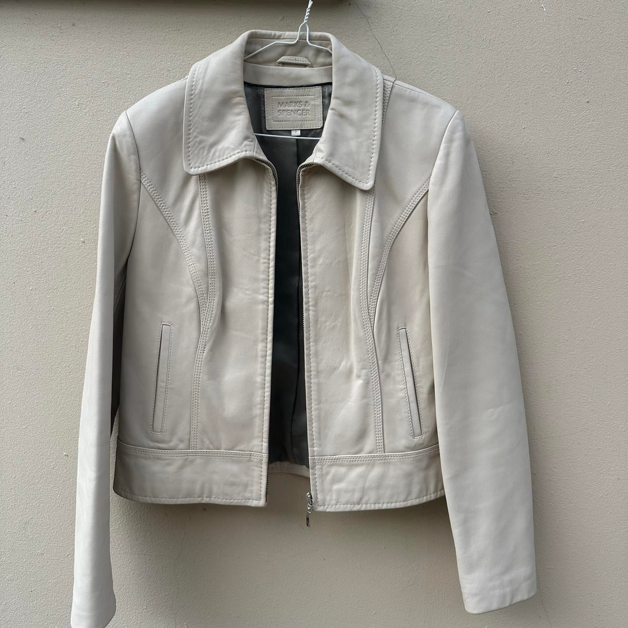 Vintage cream leather jacket
