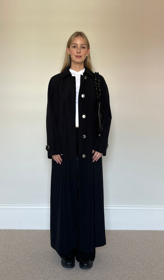 Vintage Black full length Trench Coat
