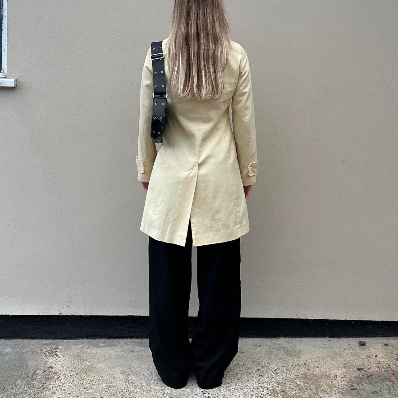 Vintage butter yellow pea trench coat