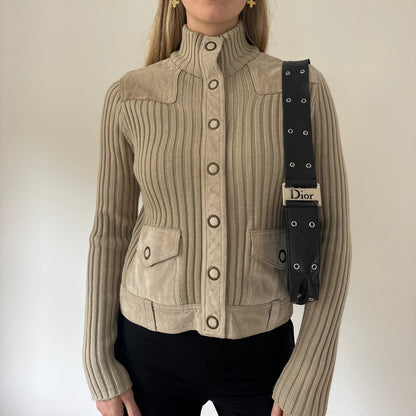 Vintage suede & knit jumper jacket