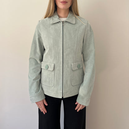 Vintage mint blue suede jacket